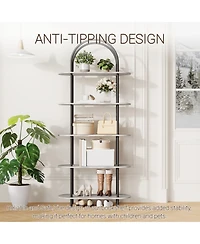 homfan Arched Bookshelf with 5-Tier Shelves, Industrial Open Bookcase for Living Room Home Office
