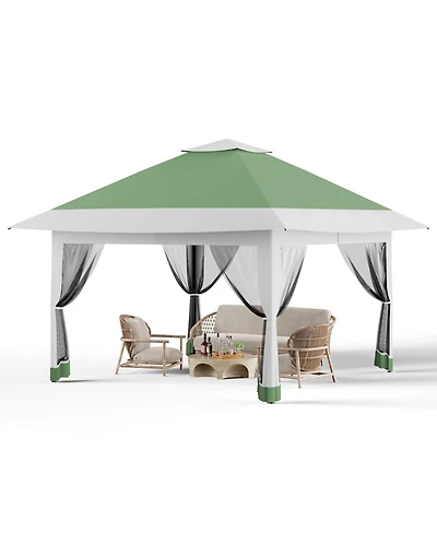 homfan 12x12 Feet Gazebo With Mosquito Netting, One Push Setup Canopy Tent, Multiple Colors