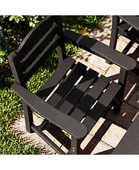Homsee 71-Inch Hdpe Dining Set with 6 Arm Chairs - All-Weather Resin Patio Table Umbrella Hole