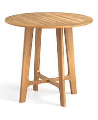 Sugift 31.5 Inches Patio Dining Table with Slatted Tabletop and X-shaped Frame