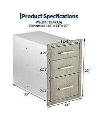 homfan Stainless Steel Storage Cabinet, Metal Drawer and Door Combo Unit with Adjustable Shelf for Kitchen or Garage