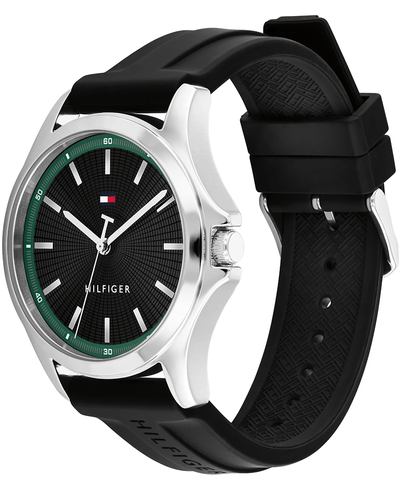 Tommy Hilfiger Men's Quartz Black Silicone Strap Watch 42mm