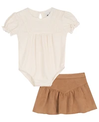 Rare Editions Baby Girls' Short-Sleeve Bodysuit and Skirt, 2-Piece Set