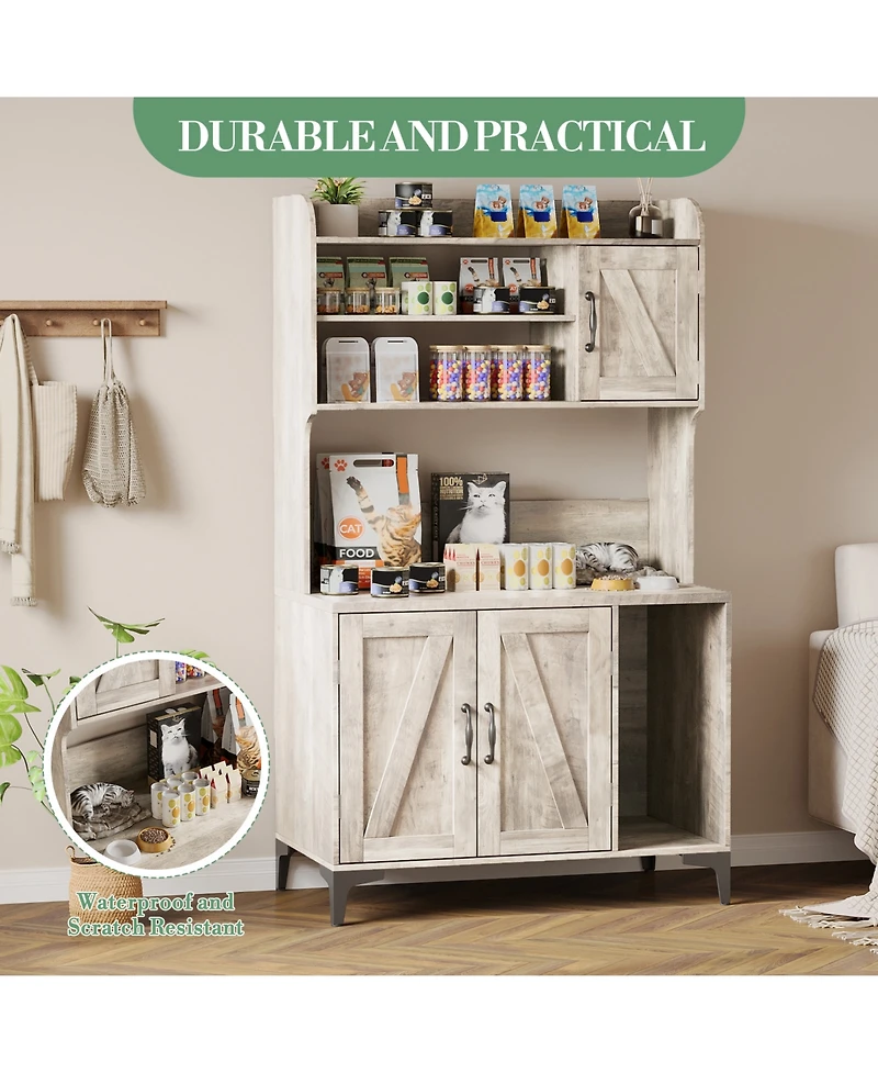 homfan Hidden Cat Litter Box Enclosure, Ventilated Multifunctional Storage Cabinet Minimalist Pet Furniture for Home