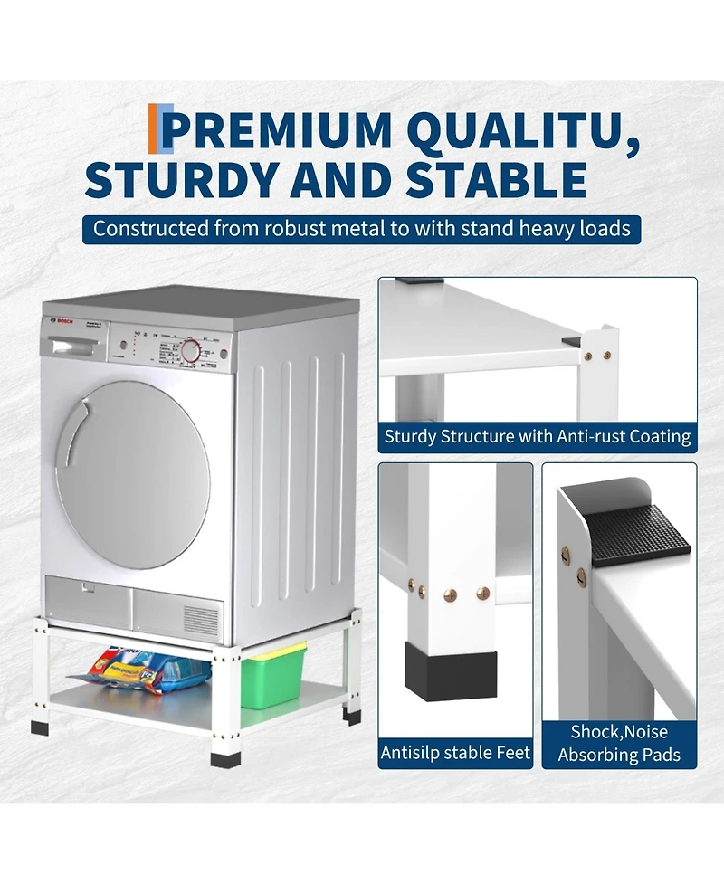 homfan Heavy Duty Storage Shelf, Metal Stand with Storage Tier for Laundry Room or Garage – Set of 2