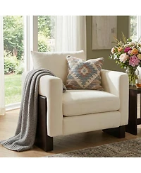 Streamdale Furniture Modern Beige Accent Club Chair with Rubberwood Legs