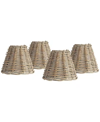 Springcrest Collection Set of 4 Lamp Shades Natural Wicker Weave Small High Candelabra Clip-On Fitting