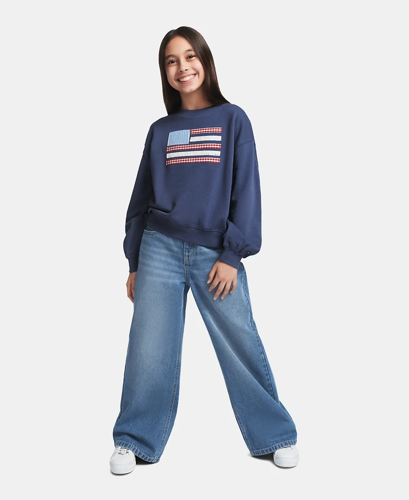 Tommy Hilfiger Girls' 7-16 Embroidered Long-Sleeve Sweatshirt