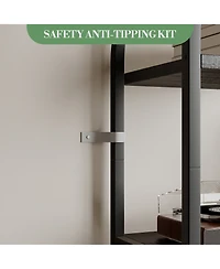 homfan 5-Tier Arched Metal Frame Bookshelf, Anti-Tipping Tall Storage Shelf with Adjustable Feet, 30-Minute Fast Assembly Industrial Home Organizer