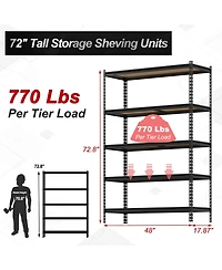 homfan Heavy Duty 5-Tier Garage Storage Rack – Adjustable Metal Utility Shelving Unit – 3850 lbs Total Load – for Basement, Kitchen, Pantry, Laundry