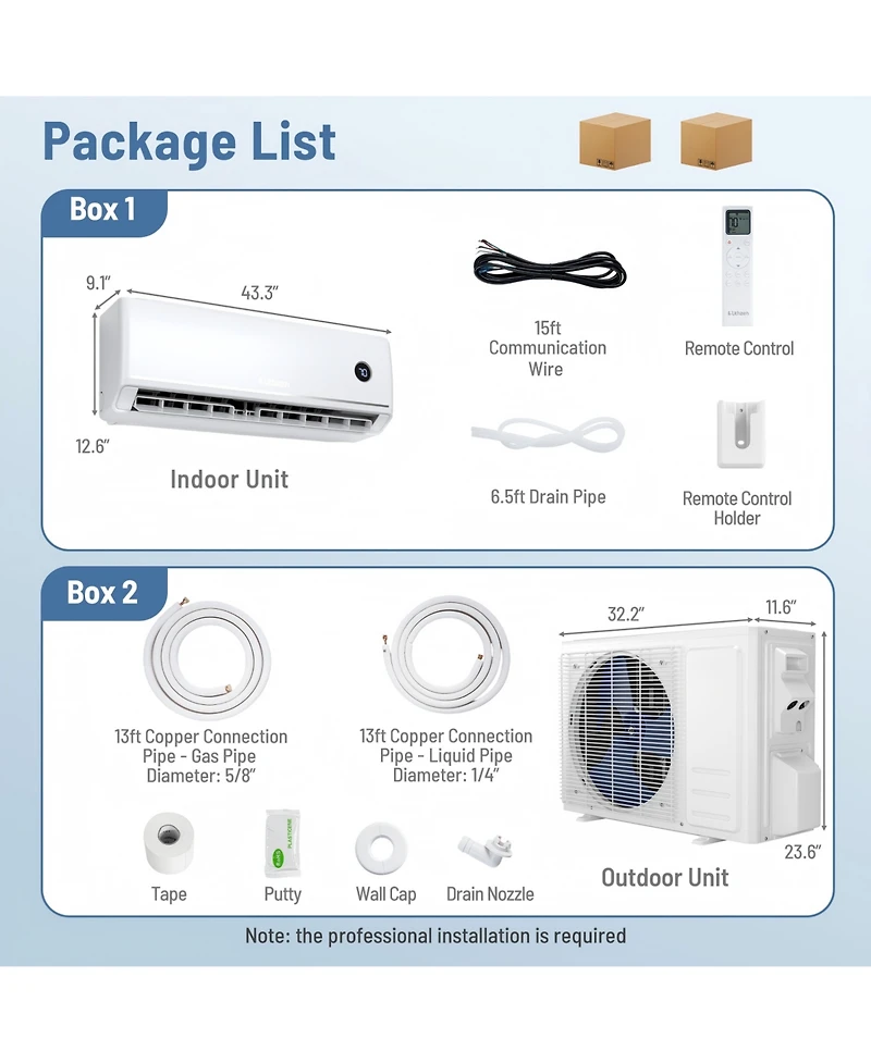 Sugift 24000 Btu 18.1 SEER2 208/230V Wifi Mini Split Air Conditioner with Alexa