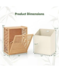 sumyeg 18 Gallon Bamboo Tilt-Out Laundry Hamper with Removable Fabric Bin