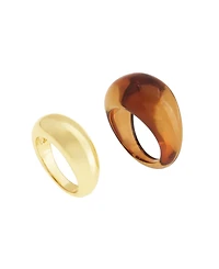 Steve Madden Brown Boho Chunky Resin Duo Ring Set