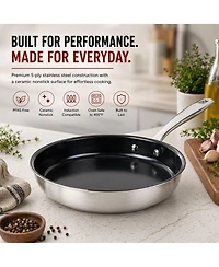 Alva Maestro 11" Nonstick Stainless Steel Frying Pan with Glass Lid