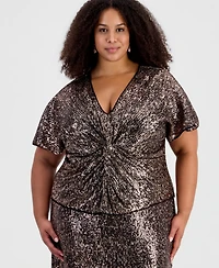Muse Plus Sequined V-Neck Dolman-Sleeve Top