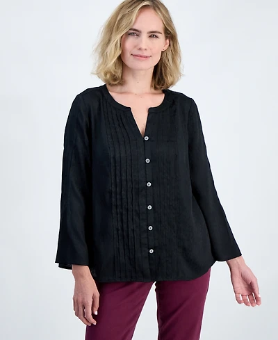 Style & Co Petite Y-Neck Long Bell-Sleeve Blouse, Macy's Exclusive