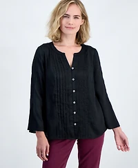 Style & Co Petite Y-Neck Long Bell-Sleeve Blouse, Macy's Exclusive