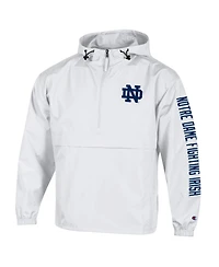 Champion Men's White Notre Dame Fighting Irish Cloud Packable Half-Zip Hooded Jacket