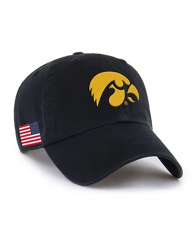'47 Brand Men's Black Iowa Hawkeyes Americana Heritage Clean Up Adjustable Hat