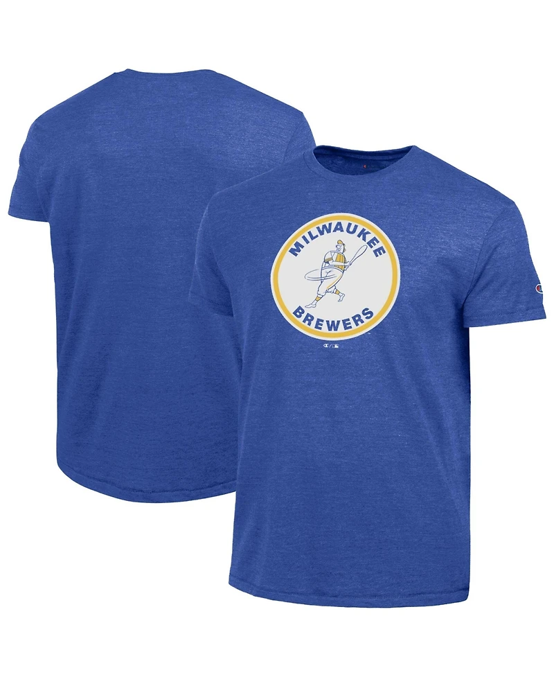 Champion Men's Royal Milwaukee Brewers Cooperstown Logo Tri-Blend T-Shirt