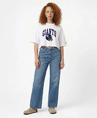 Champion Women's White New York Giants Boyfriend Cropped T-Shirt