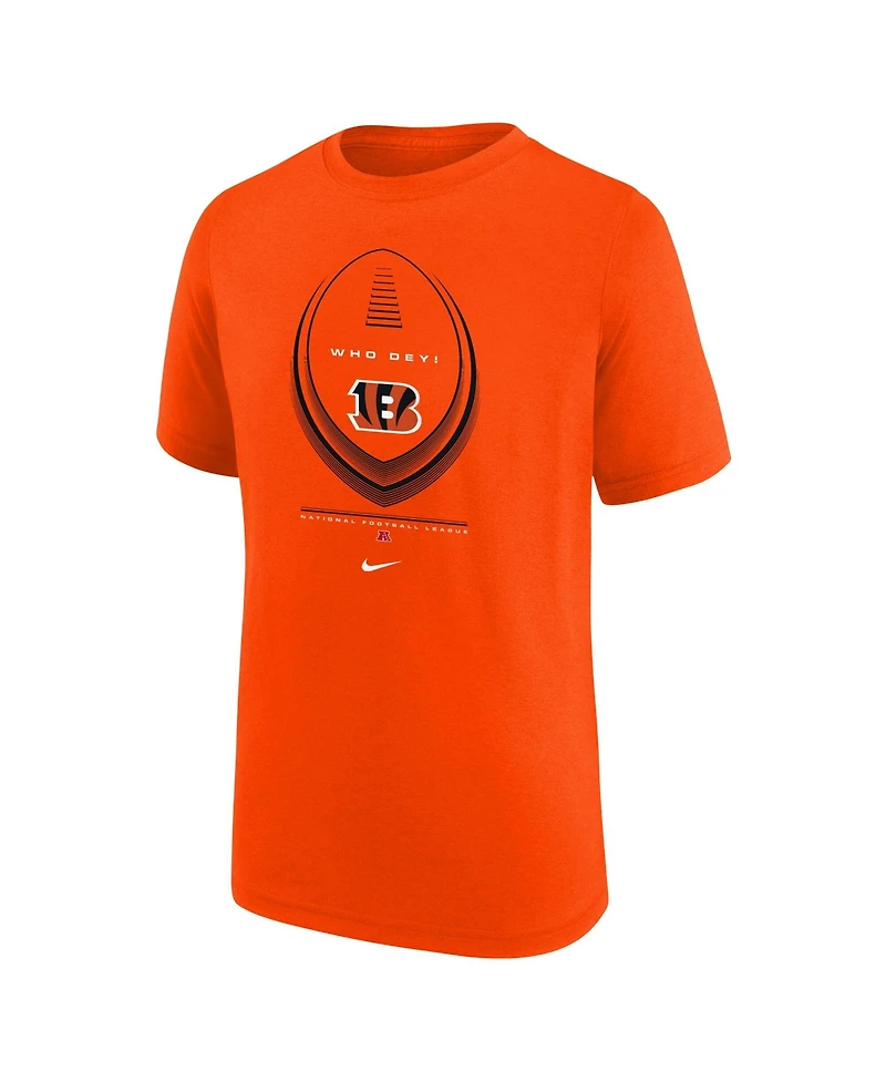 Nike Big Boys and Girls Orange Cincinnati Bengals Icon Legend Dri-fit T-Shirt