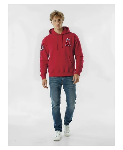 Champion Men's Red Los Angeles Angels Reverse Weave Chenille Hoodie