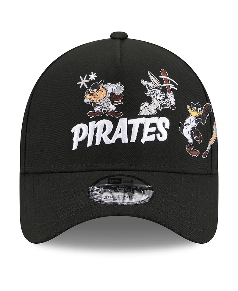 New Era Men's Black Pittsburgh Pirates Looney Tunes A-Frame 9FORTY Adjustable Hat