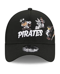 New Era Men's Black Pittsburgh Pirates Looney Tunes A-Frame 9FORTY Adjustable Hat