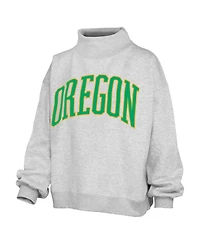 Pressbox Women's Ash Oregon Ducks Oversized Nelson Mock Neck Sweatshirt