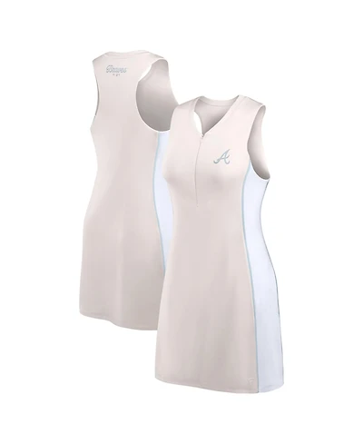 Fanatics Women's Cream Atlanta Braves Studio Boost Athletic Half-Zip Dress