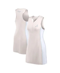Fanatics Women's Cream Atlanta Braves Studio Boost Athletic Half-Zip Dress