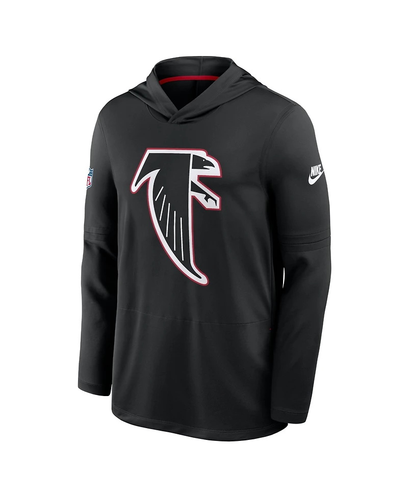 Nike Men's Black Atlanta Falcons Sideline Dri-fit Long Sleeve Hooded T-Shirt