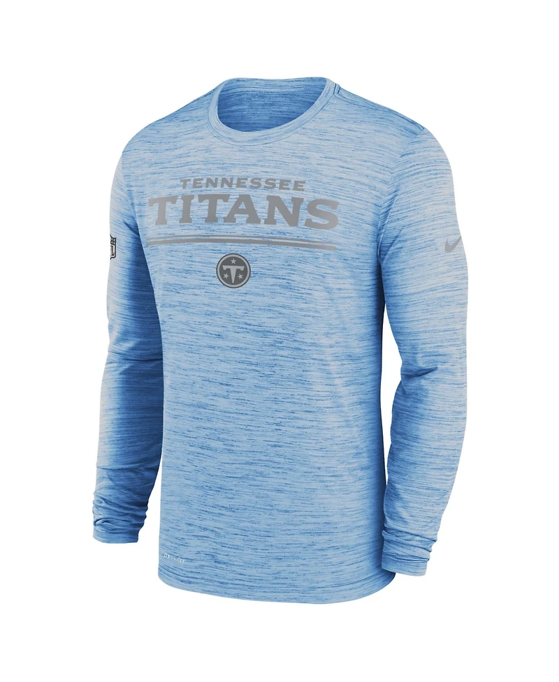 Nike Men's Light Blue Tennessee Titans Sideline Offensive Transition Velocity Dri-fit Long Sleeve T-Shirt