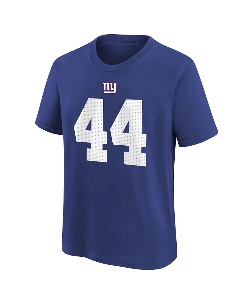 Nike Big Boys and Girls Cam Skattebo Royal New York Giants Name & Number T-Shirt