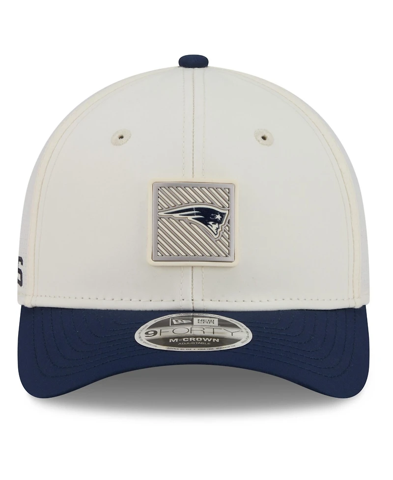 New Era Men's Cream/Navy New England Patriots 2026 Nfl Training Camp 9FORTY Adjustable Hat