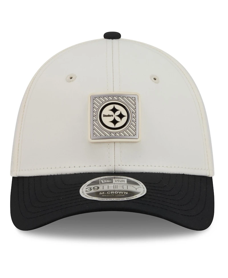 New Era Men's Cream/Black Pittsburgh Steelers 2026 Nfl Training Camp 39THIRTY Flex Hat