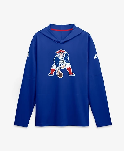 Nike Men's Royal New England Patriots Sideline Dri-fit Long Sleeve Hooded T-Shirt