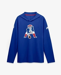 Nike Men's Royal New England Patriots Sideline Dri-fit Long Sleeve Hooded T-Shirt
