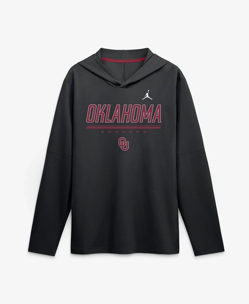 Jordan Men's Black Oklahoma Sooners 2026 Sideline Lightweight Long Sleeve Hooded Dri-fit T-Shirt