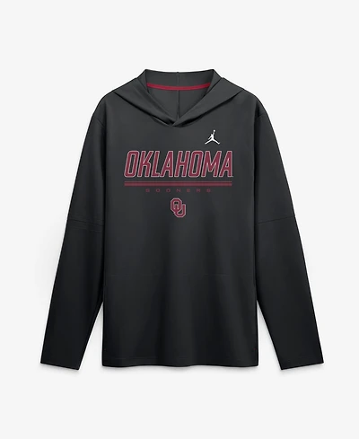 Jordan Men's Black Oklahoma Sooners 2026 Sideline Lightweight Long Sleeve Hooded Dri-fit T-Shirt