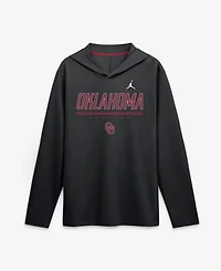 Jordan Men's Black Oklahoma Sooners 2026 Sideline Lightweight Long Sleeve Hooded Dri-fit T-Shirt