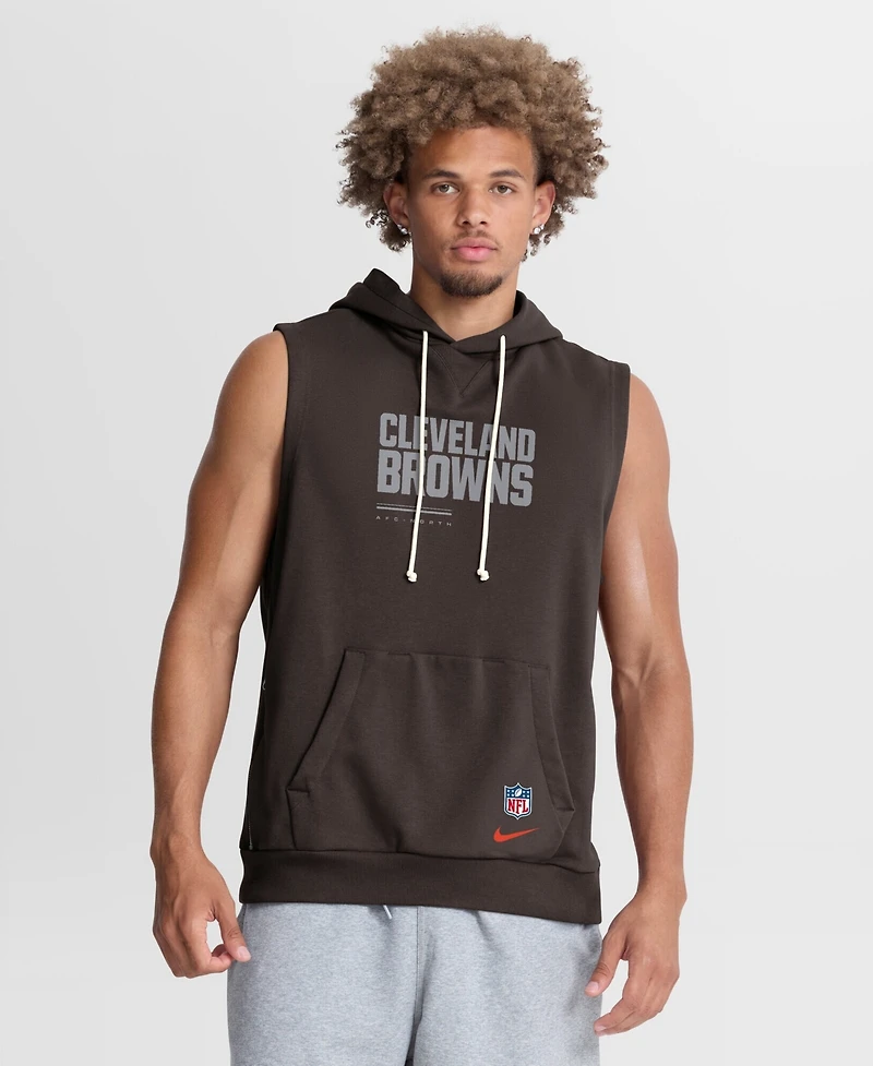 Nike Men's Brown Cleveland Browns Sideline Standard Issue Dri-fit Sleeveless Hoodie
