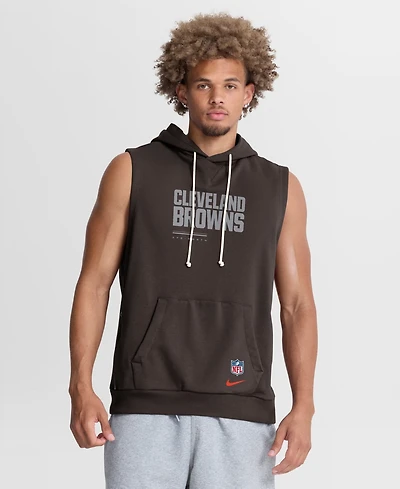 Nike Men's Brown Cleveland Browns Sideline Standard Issue Dri-fit Sleeveless Hoodie