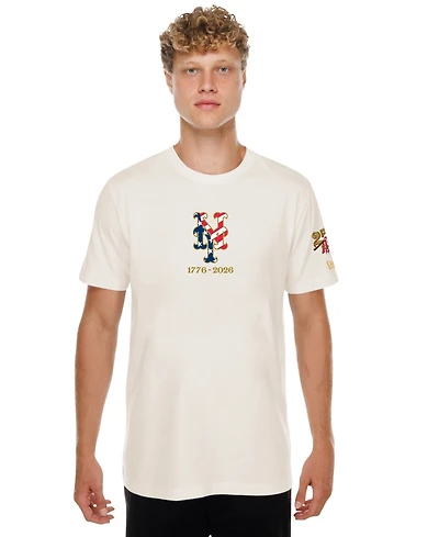New Era Men's Cream York Mets 250th Fourth of July T-Shirt