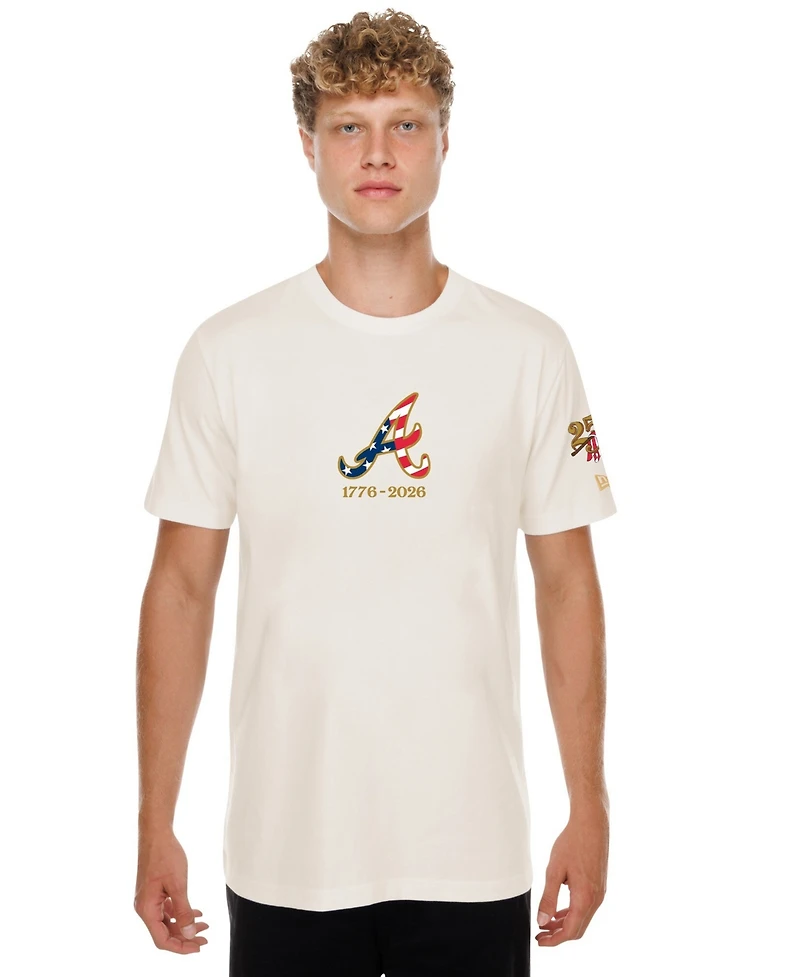 New Era Men's Cream Atlanta Braves 250th Fourth of July T-Shirt