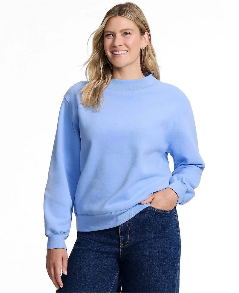 Lands' End Women's Long Sleeve Serious Sweats Mock Neck Sweatshirt