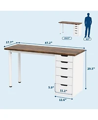 gaomon Modern 5 Drawer Home Office Desk - Spacious Writing Table with Ample Storage, Sturdy and Stylish Design, Easy to Assemble
