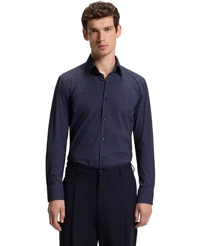 Boss by Hugo Men's Printed Performance-Stretch Fabric Slim-Fit Dress Shirt