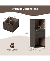 Gouun Outdoor Wicker Storage Cabinet with Drawer and 3 Shelves